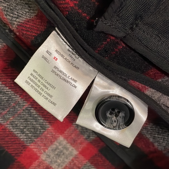 WOOLRICH Vintage Wool Plaid Check Double Breasted Coat Jacket Peacoat Red Black - Picture 8 of 14